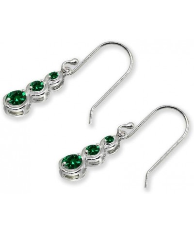 Sterling Silver Genuine or Synthetic Gemstone Round Three Stone Journey Infinity Dangle Earrings May - Green $18.80 Earrings