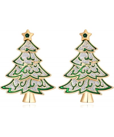 Sparkling Christmas Dangle Earrings for Women Holiday Tree Earrings Festive Gift Christmas Jewelry Gift Christmas Tree-Gold $...