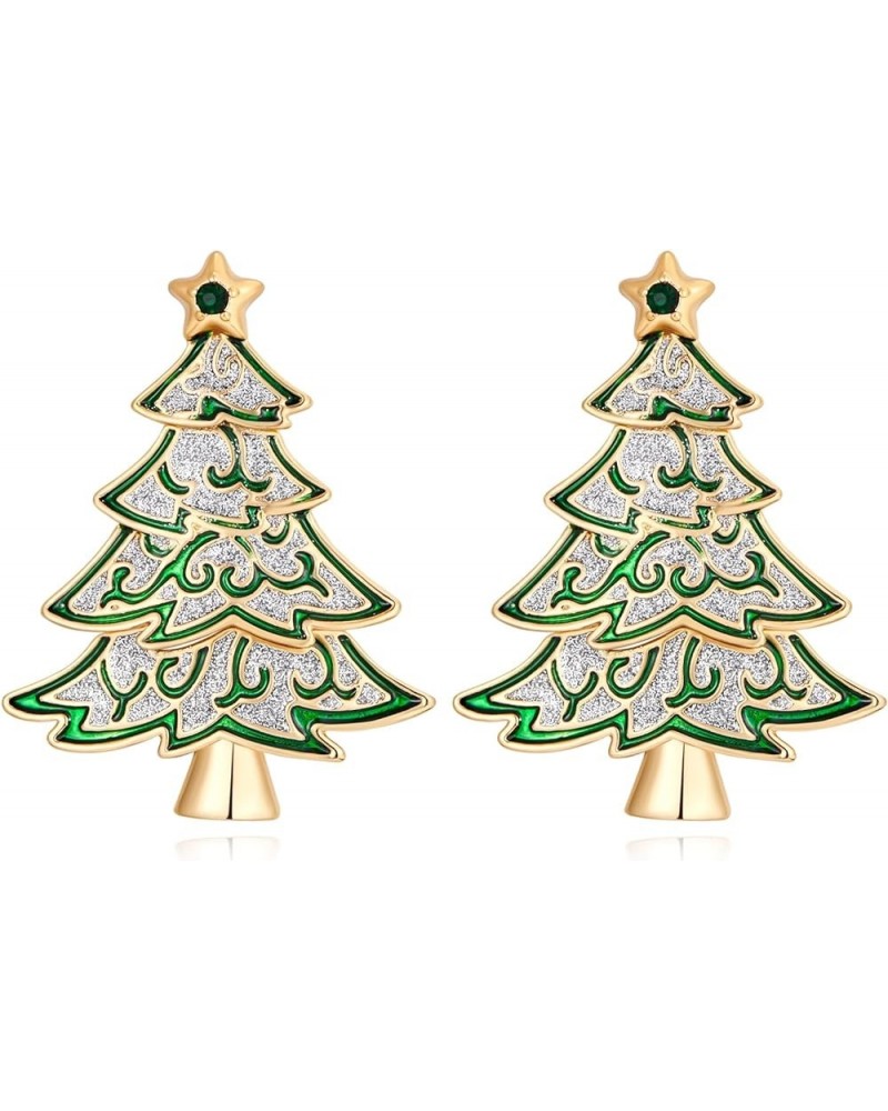 Sparkling Christmas Dangle Earrings for Women Holiday Tree Earrings Festive Gift Christmas Jewelry Gift Christmas Tree-Gold $...