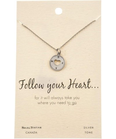 Life Love Friendship Inspire Pewter Pendant Necklaces Follow Your Heart Pendant $9.45 Necklaces