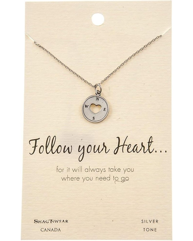 Life Love Friendship Inspire Pewter Pendant Necklaces Follow Your Heart Pendant $9.45 Necklaces