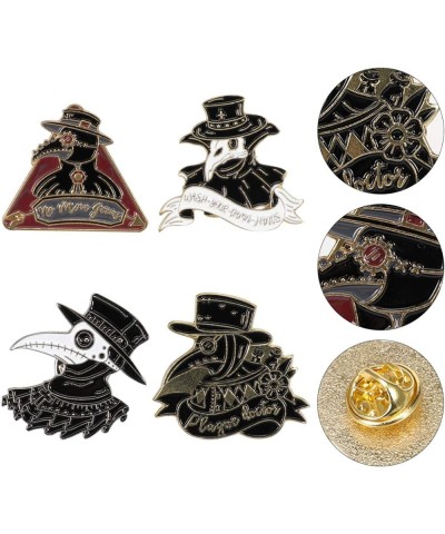 4pcs Plague Doctor Enamel Pin Set Crow Brooch Beak Face Steampunk Brooches Halloween Enamel Lapel Pin Punk Cartoon Badge Pin ...