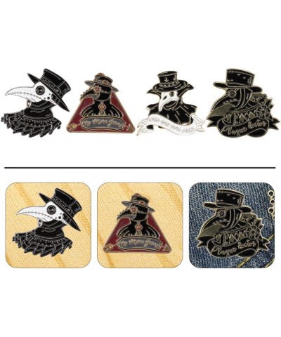 4pcs Plague Doctor Enamel Pin Set Crow Brooch Beak Face Steampunk Brooches Halloween Enamel Lapel Pin Punk Cartoon Badge Pin ...