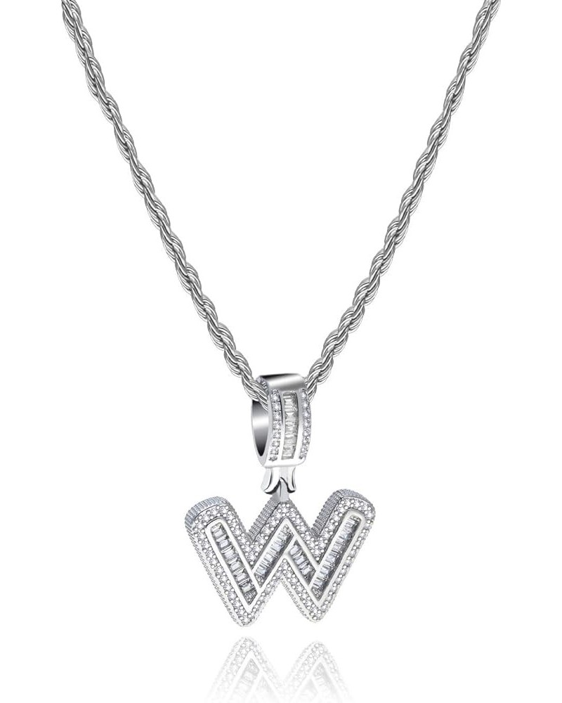 Initial A-Z Letters Name Charm Necklaces Women Men Pendant Clear CZ Alphabet Personalized Jewelry 20 inch Gift for Mom Sister...