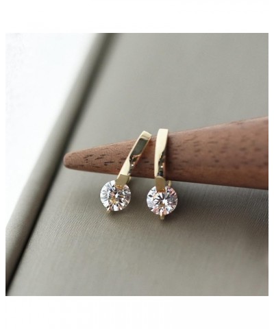 925 Silver Needle Simple Shiny Zircon Earrings Gold Plating Jewelry Crystal Stud Earrings Women (Color : Gold5) Silver14 $11....