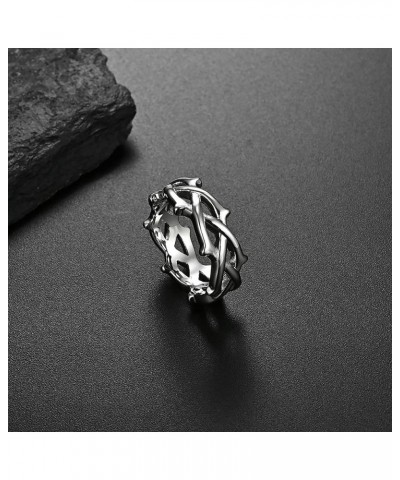 Stainless Steel Tree Vine Branch Crown of Thorn Lucky Ring for Men and Women Size 5 to 13 Silver $10.96 Rings