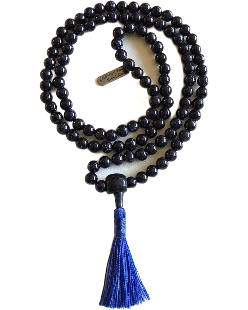 108 Mala Beads Necklace - Reiki Healing Crystals - Handmade Buddhist Prayer Beads Blue Goldstone Sand stone 6 mm $28.31 Neckl...