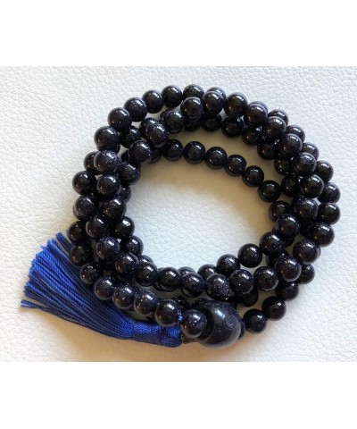 108 Mala Beads Necklace - Reiki Healing Crystals - Handmade Buddhist Prayer Beads Blue Goldstone Sand stone 6 mm $28.31 Neckl...