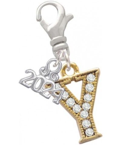 Goldtone Crystal Initial - Clip on Charm with Year 2024 Y $11.88 Bracelets