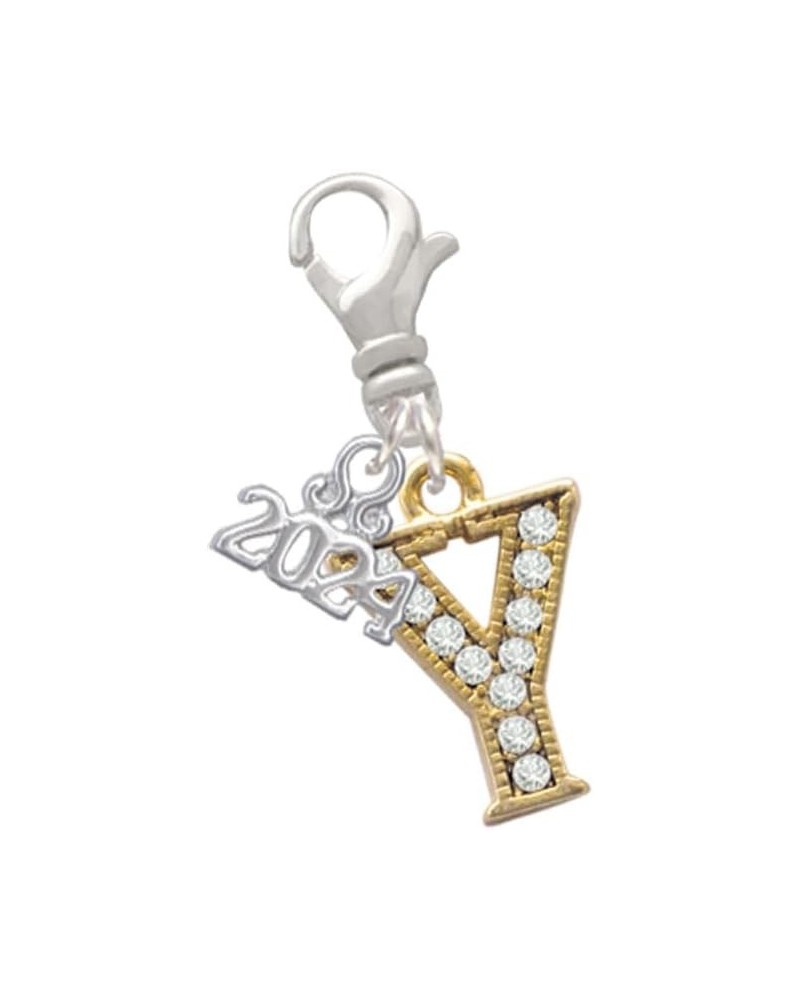 Goldtone Crystal Initial - Clip on Charm with Year 2024 Y $11.88 Bracelets