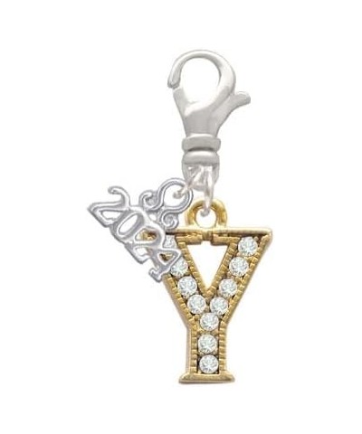 Goldtone Crystal Initial - Clip on Charm with Year 2024 Y $11.88 Bracelets