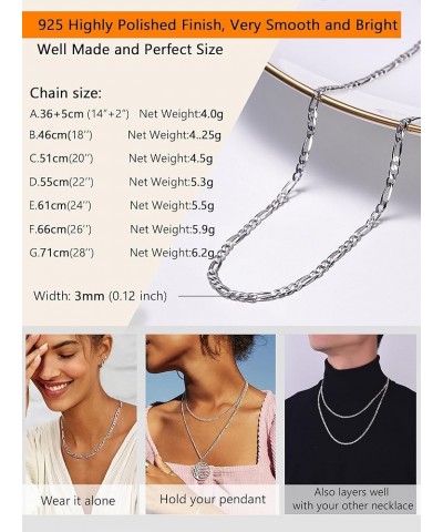 925 Sterling Silver Cuban Link Chain Necklace, Dainty Figaro Chains, Solid & Shiny, 3mm/5mm, 14-28 inch, Come Gift Box 18.0 I...