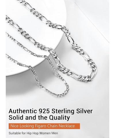 925 Sterling Silver Cuban Link Chain Necklace, Dainty Figaro Chains, Solid & Shiny, 3mm/5mm, 14-28 inch, Come Gift Box 18.0 I...