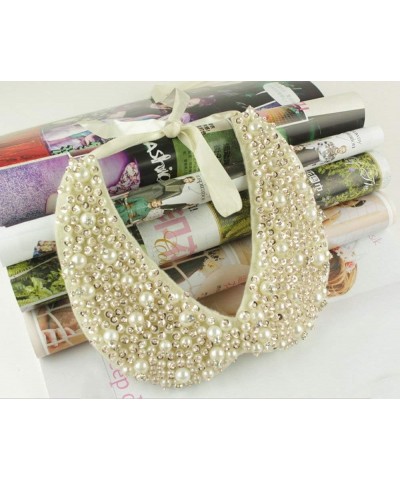 Vpang Detachable Faux Pearls Sequins Clear Rhinestones False Collar Necklace White, Large $10.07 Necklaces