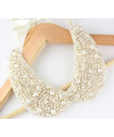 Vpang Detachable Faux Pearls Sequins Clear Rhinestones False Collar Necklace White, Large $10.07 Necklaces