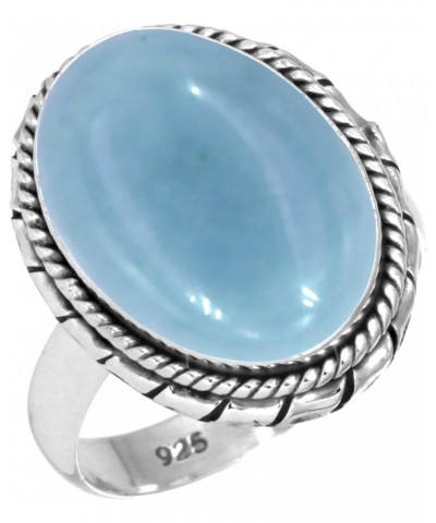 925 Sterling Silver Handmade Ring for Women 12x16 Oval Gemstone Costume Silver Jewelry for Gift (99035_R) Angelite $21.08 Rings