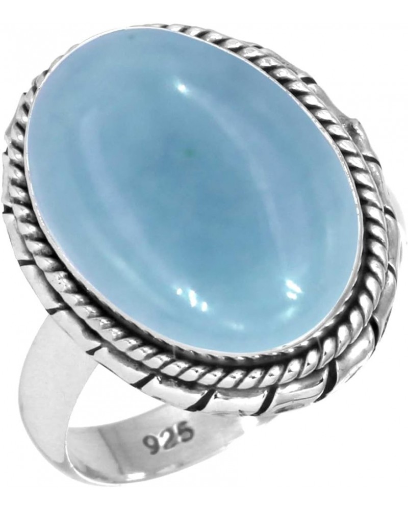 925 Sterling Silver Handmade Ring for Women 12x16 Oval Gemstone Costume Silver Jewelry for Gift (99035_R) Angelite $21.08 Rings