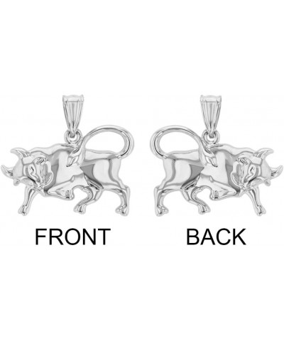 High Polish 14k White Gold 3D Taurus Zodiac Sign Bull Animal Pendant Necklace 16.0 Inches $79.95 Necklaces