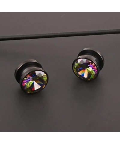 2PCS Colored Diamonds Hypoallergenic Stainless Steel Screw Plugs Ear Gauges Tunnels Piercing Expander Stretchers Fashion Body...