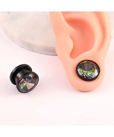 2PCS Colored Diamonds Hypoallergenic Stainless Steel Screw Plugs Ear Gauges Tunnels Piercing Expander Stretchers Fashion Body...