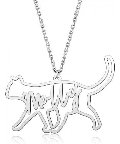 Custom Name Pet Dog Cat Animal Dinosaur Necklace Personalized Jewelry Gifts for Women Dainty Cute Dog Cat Animal Dinosaur Pen...