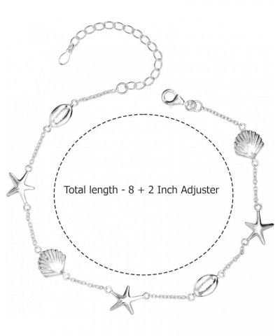 Sterling Silver Light-Weight Beaded Adjustable Foot Bracelet Anklet for Teen Women Conch Starfish-10.5 $13.56 Anklets