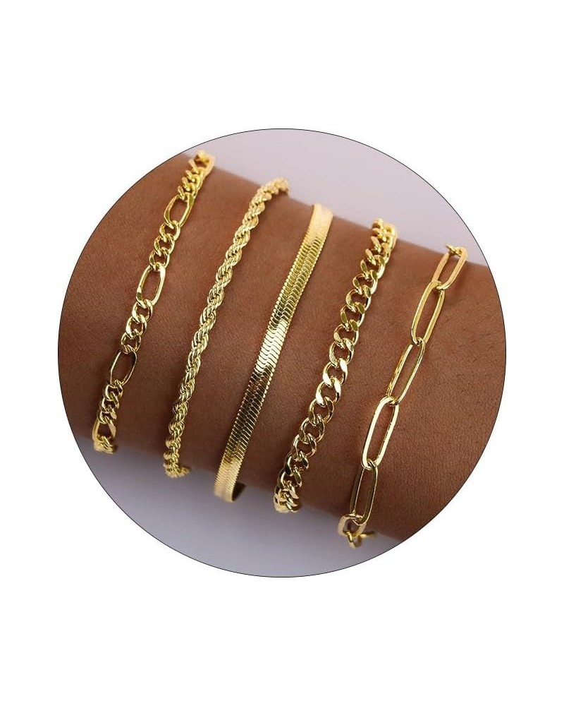 Gold Bracelets for Women Trendy 14k Real Gold Plated Dainty Bracelet Stack Set Cute Stackable Beaded Tennis Snake Cuban Link ...