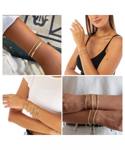 Gold Bracelets for Women Trendy 14k Real Gold Plated Dainty Bracelet Stack Set Cute Stackable Beaded Tennis Snake Cuban Link ...