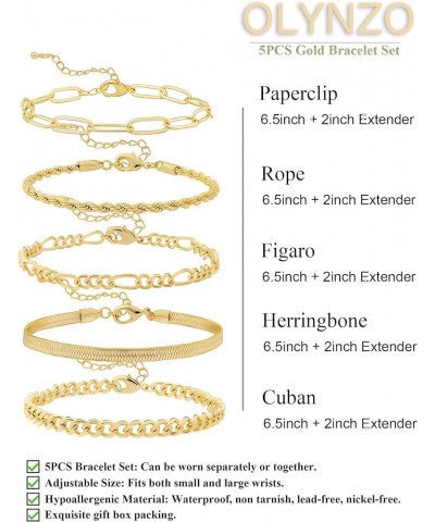 Gold Bracelets for Women Trendy 14k Real Gold Plated Dainty Bracelet Stack Set Cute Stackable Beaded Tennis Snake Cuban Link ...