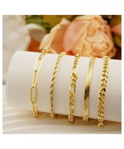 Gold Bracelets for Women Trendy 14k Real Gold Plated Dainty Bracelet Stack Set Cute Stackable Beaded Tennis Snake Cuban Link ...