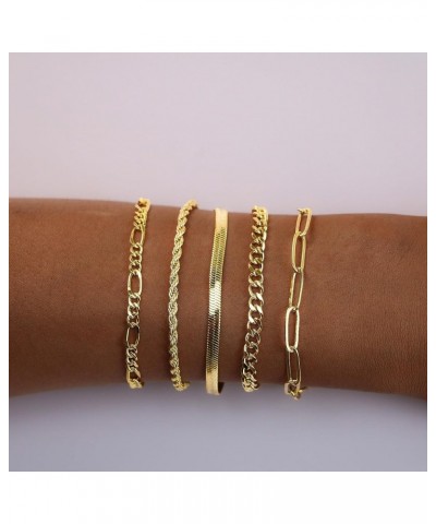 Gold Bracelets for Women Trendy 14k Real Gold Plated Dainty Bracelet Stack Set Cute Stackable Beaded Tennis Snake Cuban Link ...