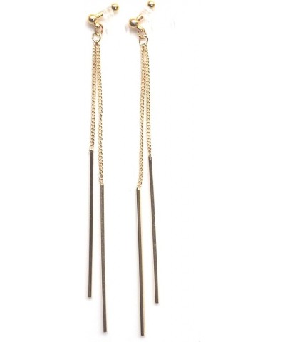 Comfortable Stick Invisible Clip On Earrings Gold Dangle Long Waved Threader Bar Clip-On Non Pierced Earrings Silver For Wome...