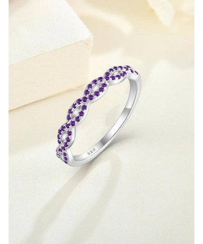 Twisted Stackable Ring 925 Sterling Silver Infinity Ring Round Birthstone Eternity Jewelry for Women 02-amethyst-Feb 9 $24.48...