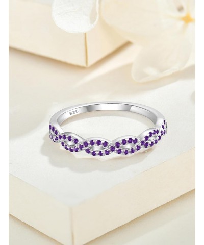 Twisted Stackable Ring 925 Sterling Silver Infinity Ring Round Birthstone Eternity Jewelry for Women 02-amethyst-Feb 9 $24.48...