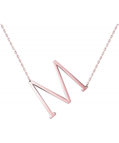 Stainless Steel Initial Letters Necklace for women and girls color gold and Silver from A-Z M-Rose Gold $7.41 Necklaces