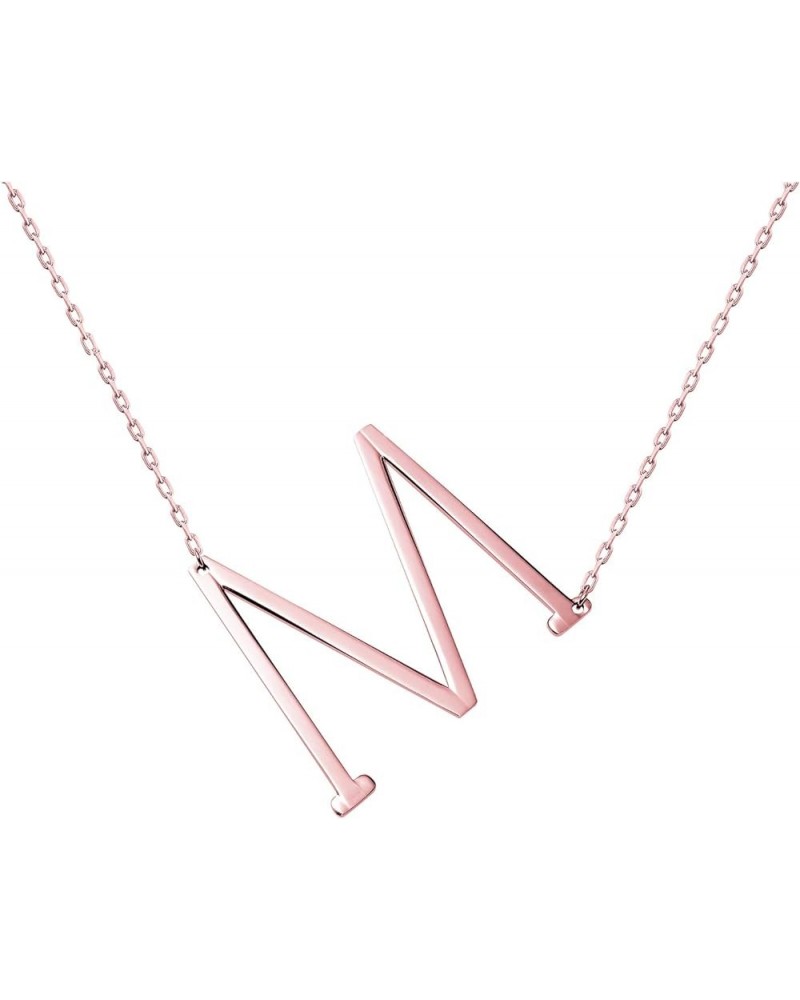 Stainless Steel Initial Letters Necklace for women and girls color gold and Silver from A-Z M-Rose Gold $7.41 Necklaces