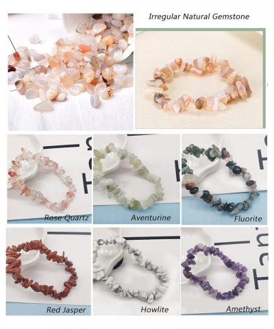 20Pcs Natural Gemstone Bracelets Chakra Crystal Healing Irregular Chips Beads Stretch Bracelets for Women Align Chakras/Conqu...