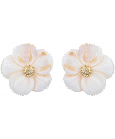 Cute White Flower Stud Earrings for Women Girls Vintage Dainty Jewelry for Ladies Party Prom Wedding Festival $8.99 Earrings