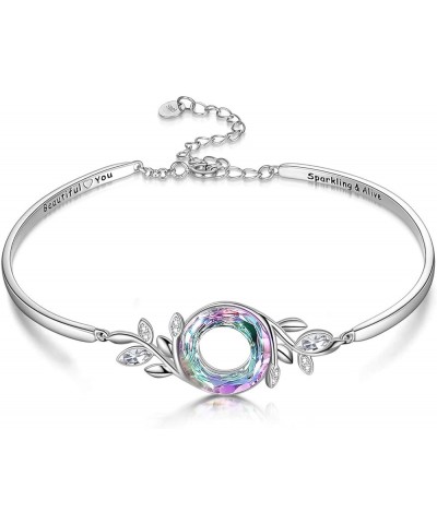 Sterling Silver Bangle Bracelet for Women with Crystal, Inspirational Jewelry Gifts for Her Purple $30.59 Bracelets