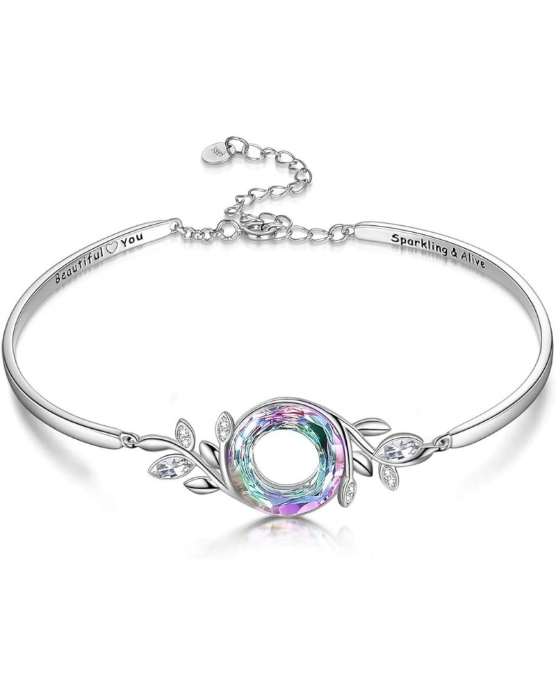 Sterling Silver Bangle Bracelet for Women with Crystal, Inspirational Jewelry Gifts for Her Purple $30.59 Bracelets