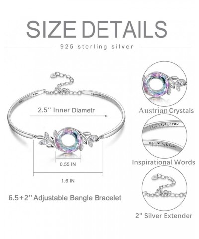 Sterling Silver Bangle Bracelet for Women with Crystal, Inspirational Jewelry Gifts for Her Purple $30.59 Bracelets