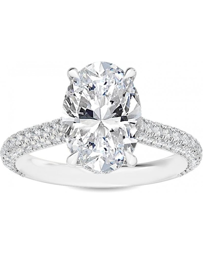 1-5 Carat (ctw) White Gold Oval,Round Cut LAB GROWN Diamond Vintage Engagement Ring (Color D-E Clarity VS1-VS2) 7.5 Platinum ...