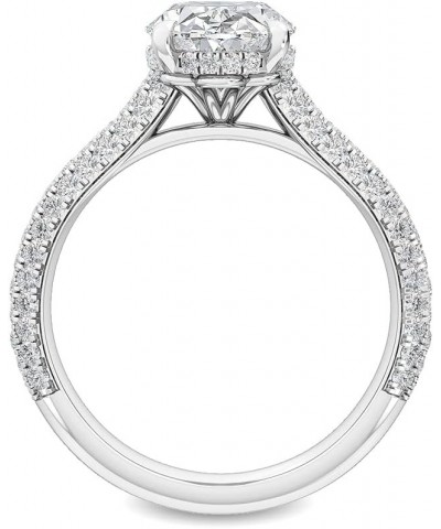 1-5 Carat (ctw) White Gold Oval,Round Cut LAB GROWN Diamond Vintage Engagement Ring (Color D-E Clarity VS1-VS2) 7.5 Platinum ...