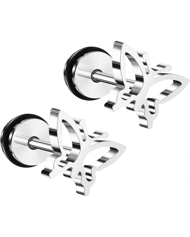 2PCS Surgical Steel 16g 1.2mm 5/16 8mm Cheater Plug Earring Illusion Gauge Ear Lobe Piercing Jewelry Choose Theme 2Pcs 16g(1....