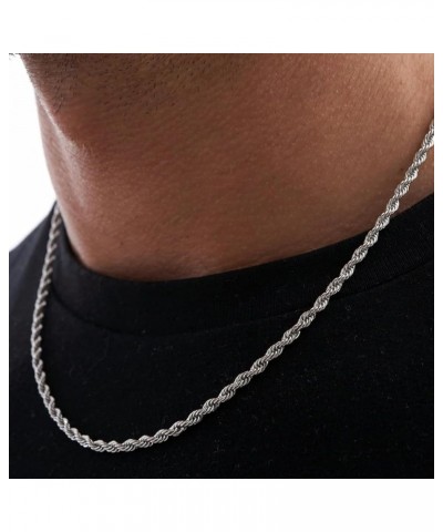 Stainless Steel Twist Rope Chain Necklace Silver Gold Tone Chain Necklace Jewelry Gift for Men Women Silver-Necklace 24.0 Inc...