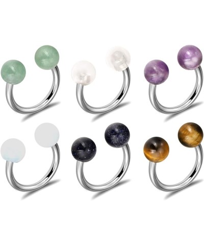 Stainless Steel Colorful Ball Horseshoe Nose Rings Tongue Rings Nipple Rings 14G Bar Length 16mm 6pcs horseshoe rings 10mm $8...