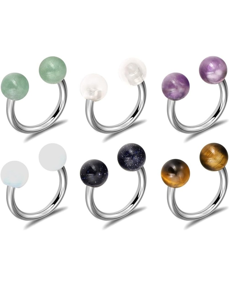 Stainless Steel Colorful Ball Horseshoe Nose Rings Tongue Rings Nipple Rings 14G Bar Length 16mm 6pcs horseshoe rings 10mm $8...