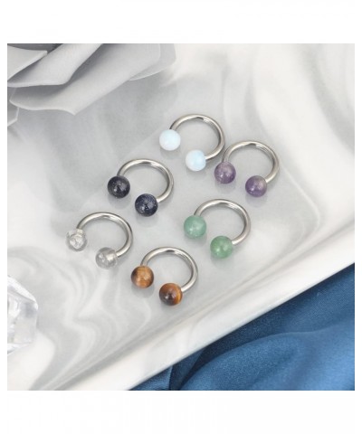 Stainless Steel Colorful Ball Horseshoe Nose Rings Tongue Rings Nipple Rings 14G Bar Length 16mm 6pcs horseshoe rings 10mm $8...