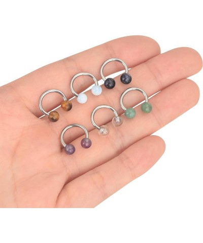 Stainless Steel Colorful Ball Horseshoe Nose Rings Tongue Rings Nipple Rings 14G Bar Length 16mm 6pcs horseshoe rings 10mm $8...