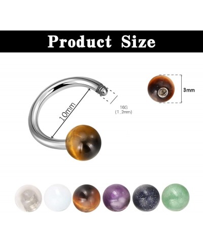 Stainless Steel Colorful Ball Horseshoe Nose Rings Tongue Rings Nipple Rings 14G Bar Length 16mm 6pcs horseshoe rings 10mm $8...